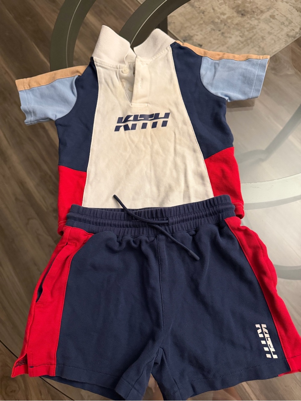 Kith Kids Colorblock Polo & Shorts Set - Navy, Red, White, Light Blue, Tan